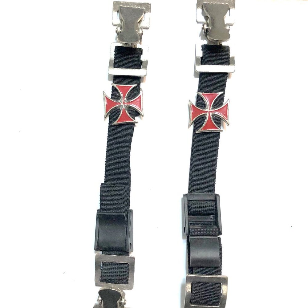 Tennessee Leather Red Iron Cross Motorcycle Riding Pant Alligator Clips